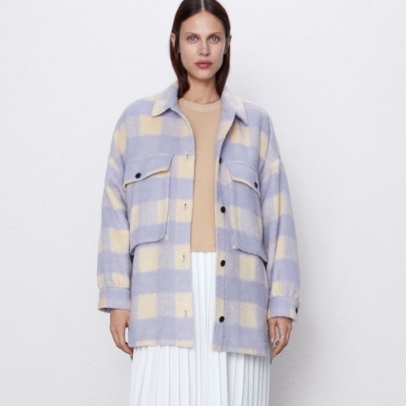 Zara Purple Plaid Overshirt - Picture 3 of 13